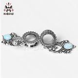 Stainless Steel Dangle Ear Gauges Stone Earrings