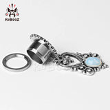 Stainless Steel Dangle Ear Gauges Stone Earrings
