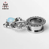 Stainless Steel Dangle Ear Gauges Stone Earrings