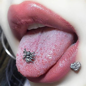 Gothic Punk Spider Titanium Tongue Stud Ring Body Jewelry