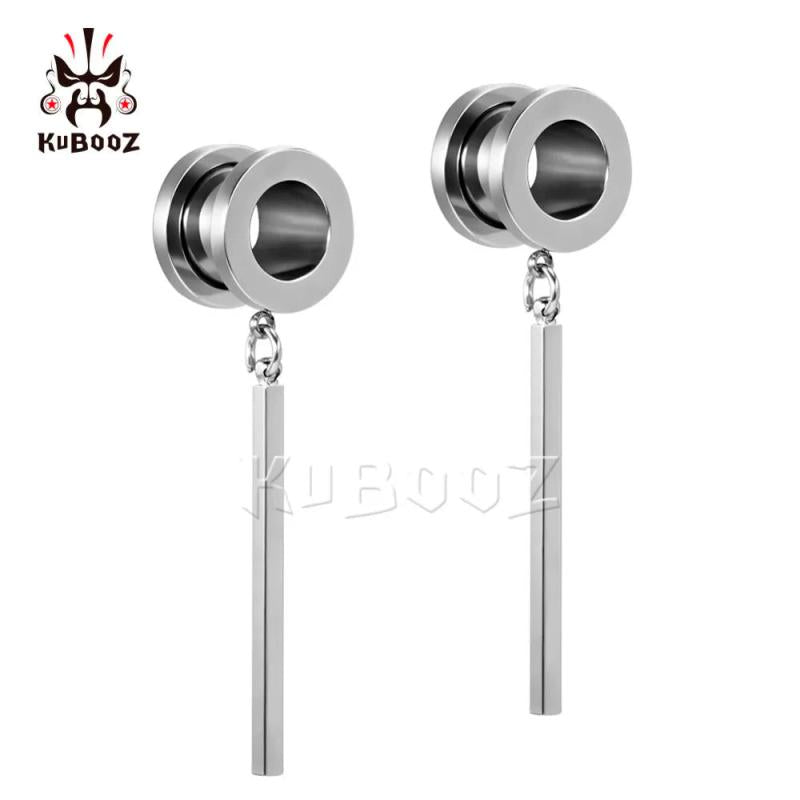 Kubooz Piercing Screw Back Tunnels Ear Dangle Earring Plugs 00G Pair