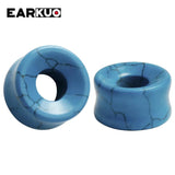 EARKUO Hollow Stone Ear Piercing Gauges Tunnels Body Jewelry Earring Plugs 2PCS