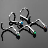 10Pcs Surgical Steel Opal Stone Nose Rings Studs Body Jewelry Nose Piercing