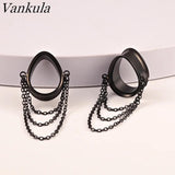 Vankula 2PCS Heart Teardrop Ear Tunnels Gauges for Women