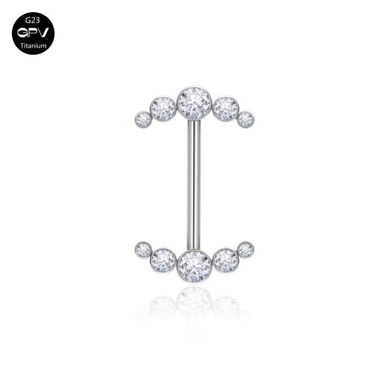 Titanium G23 Opal ZC Nipple Stud 14G Women's Nipple Rings