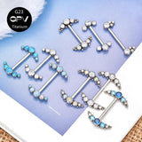 Titanium G23 Opal ZC Nipple Stud 14G Women's Nipple Rings