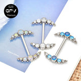 Titanium G23 Opal ZC Nipple Stud 14G Women's Nipple Rings