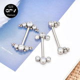 Titanium G23 Opal ZC Nipple Stud 14G Women's Nipple Rings