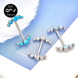 Titanium G23 Opal ZC Nipple Stud 14G Women's Nipple Rings