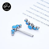 Titanium G23 Opal ZC Nipple Stud 14G Women's Nipple Rings