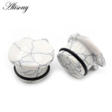 2pcs Cat Natural Stones Ear Tunnels Plug Stretcher Gauges Earrings