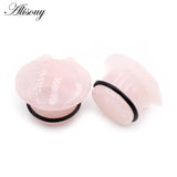 2pcs Cat Natural Stones Ear Tunnels Plug Stretcher Gauges Earrings