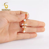Golden Zircon Dangle Belly Button Ring Stainless Steel Barbell