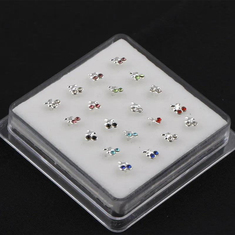 Colorful Zircon Crystal Cherry Nose Stud Body Jewelry Set