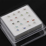 Colorful Zircon Crystal Cherry Nose Stud Body Jewelry Set