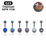 Opal CZ Navel Piercing Belly Ring Titanium