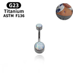Opal CZ Navel Piercing Belly Ring Titanium
