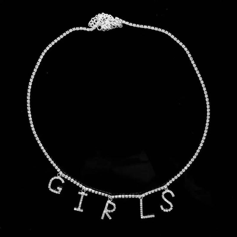 Rhinestone Chain Letter Waist Chain for Women