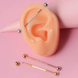 3PCS 14G Industrial Scaffold Barbell Zircon Cartilage Earrings