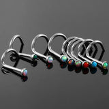 10pcs 20G Steel Opal Nose Rings Body Jewelry