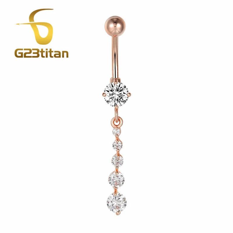 Rose Plated Navel Earrings Surgical Steel Body Jewelry Piercing