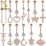 Rose Plated Navel Earrings Surgical Steel Body Jewelry Piercing