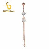 Rose Plated Navel Earrings Surgical Steel Body Jewelry Piercing