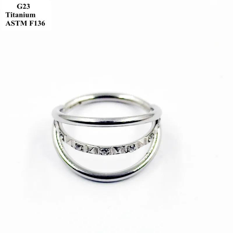 Titanium Punk Nose Ring with Zircon Piercing Jewelry