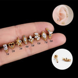Titanium Labret Lip Piercing Jewelry Zircon Cartilage Earring