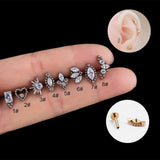 Titanium Labret Lip Piercing Jewelry Zircon Cartilage Earring