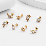 Titanium Labret Lip Piercing Jewelry Zircon Cartilage Earring