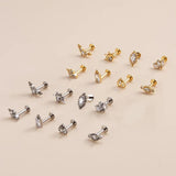 Titanium Labret Lip Piercing Jewelry Zircon Cartilage Earring