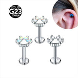 Titanium Bear Paw 16G Crystal Ear Tragus Cartilage Earring