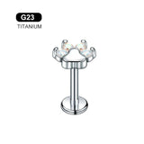 Titanium Bear Paw 16G Crystal Ear Tragus Cartilage Earring