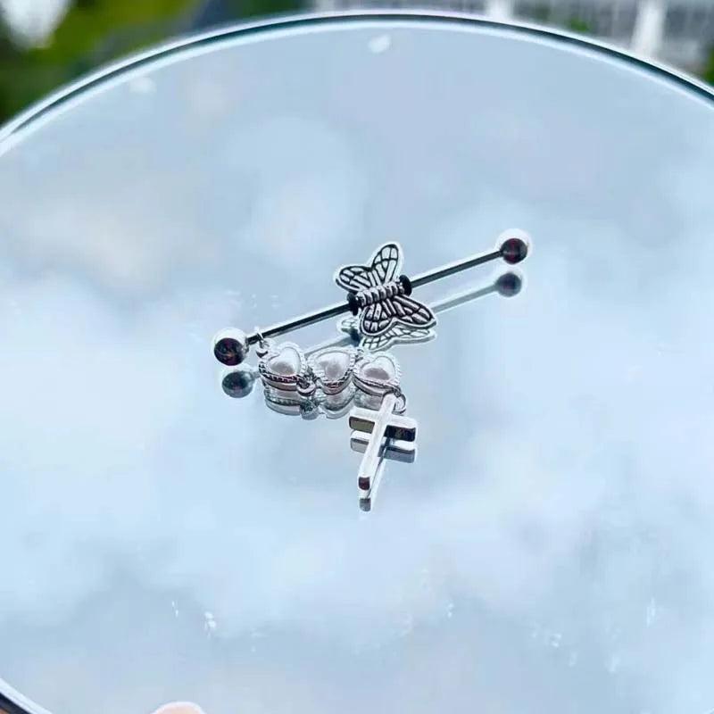 Stainless Steel Industrial Piercing Barbell Ear Piercing Body Jewelry 16G14G