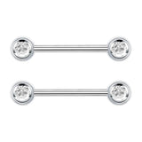 1 Pair G23 Titanium Crystal 14G Nipple Piercing Barbell