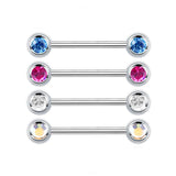 1 Pair G23 Titanium Crystal 14G Nipple Piercing Barbell