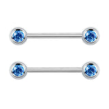 1 Pair G23 Titanium Crystal 14G Nipple Piercing Barbell