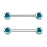 1 Pair G23 Titanium Crystal 14G Nipple Piercing Barbell