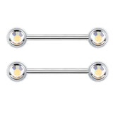 1 Pair G23 Titanium Crystal 14G Nipple Piercing Barbell