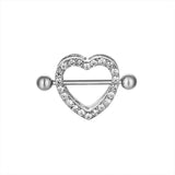 Stonefans Rhinestone Heart Nipple Ring Barbell Piercing Jewelry