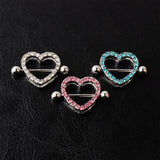 Stonefans Rhinestone Heart Nipple Ring Barbell Piercing Jewelry