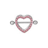 Stonefans Rhinestone Heart Nipple Ring Barbell Piercing Jewelry
