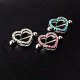 Stonefans Rhinestone Heart Nipple Ring Barbell Piercing Jewelry