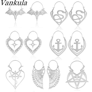 Vankula 2PCS Stainless Steel Dangle Drop Earrings Ear Plugs Tunnels