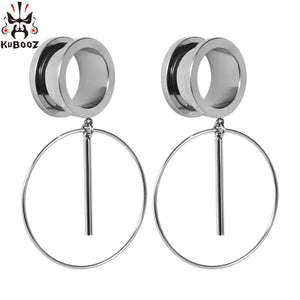 Stainless Steel Dangle Plugs Tunnels Body Jewelry 2PCS