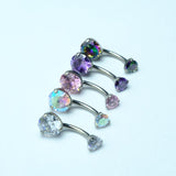 G23 Titanium Cz Stone Navel Earring Curves Belly Button Ring