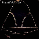 Rhinestone Body Jewelry Chest Chain Underwear Crystal Bikini Bra Accesso