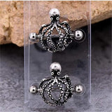 Octopus Nipple Piercing Burnish Nipple Bar 14G Stainless Steel