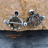 Octopus Nipple Piercing Burnish Nipple Bar 14G Stainless Steel